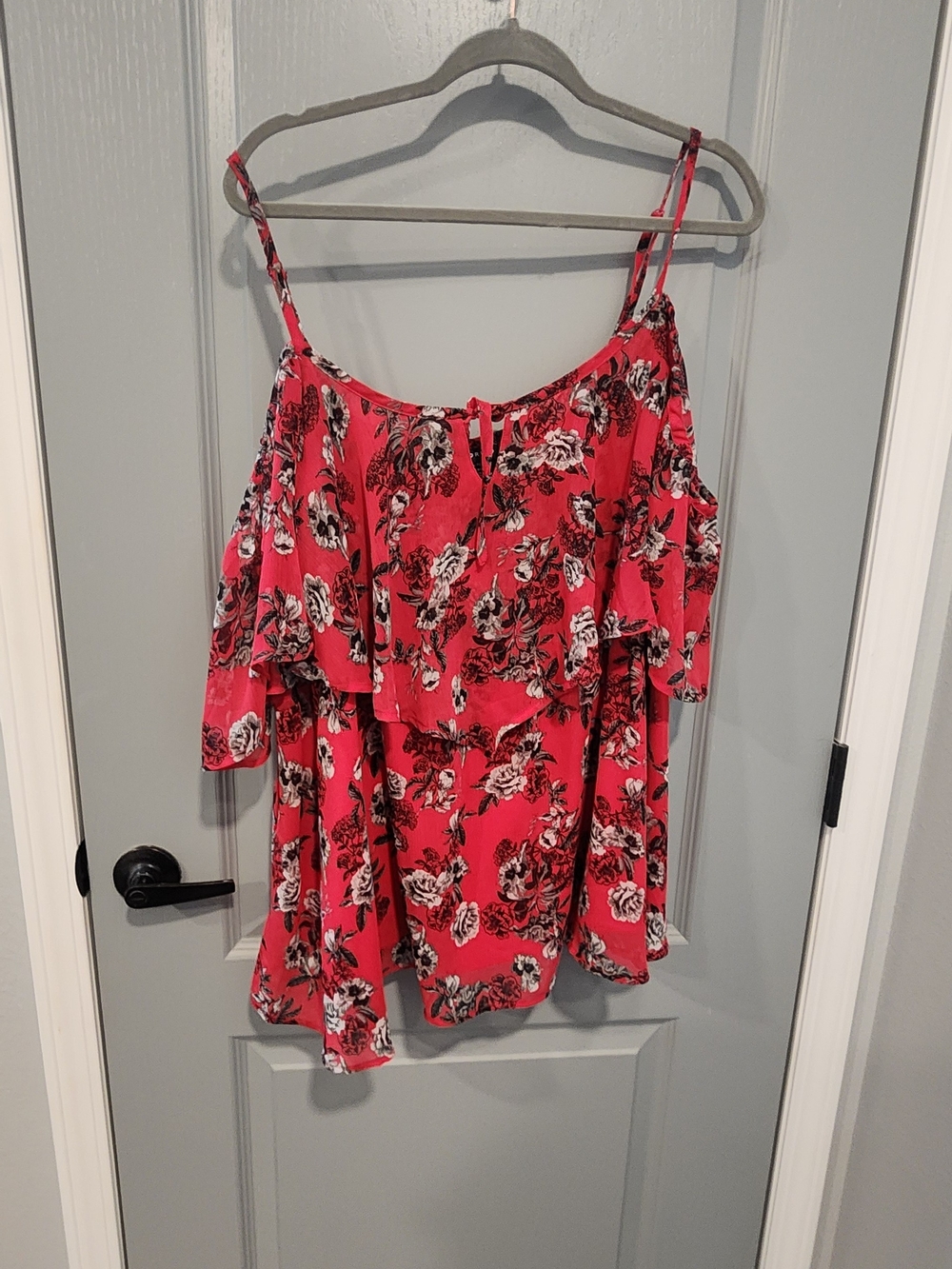 Torrid Floral Off-Shoulder Pink Ruffle Tank Top